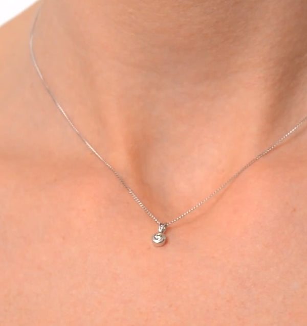 Lab Diamond Solitaire Pendant Necklace 0.05CT in 9K White Gold